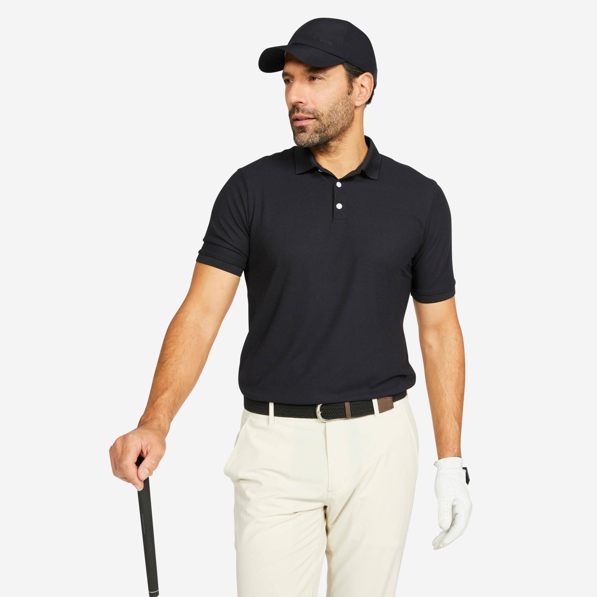 Herren Golf Poloshirt kurzarm - WW500 schwarz von INESIS