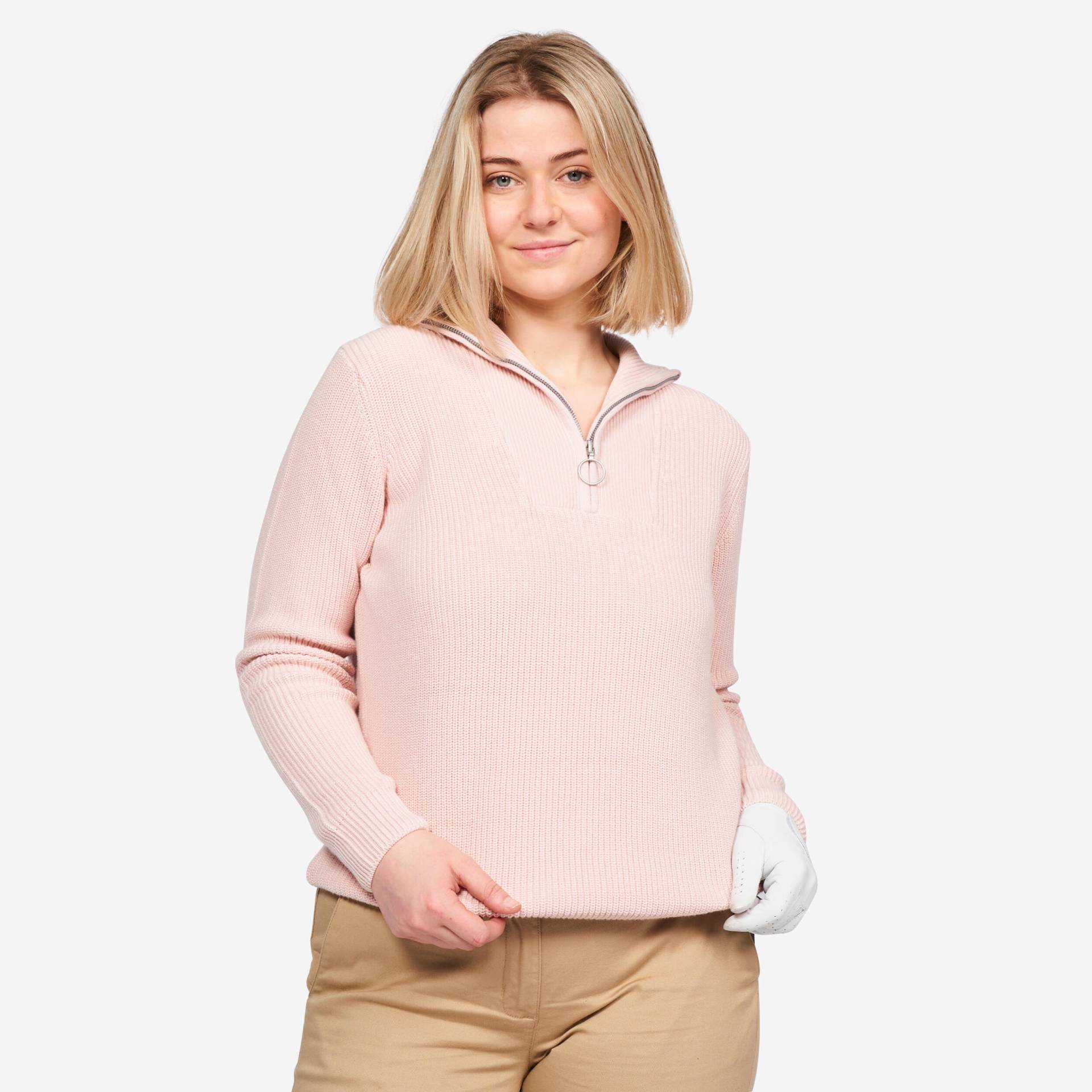 Damen Golf Pullover Kurzreissverschluss - MW500 rosa von INESIS