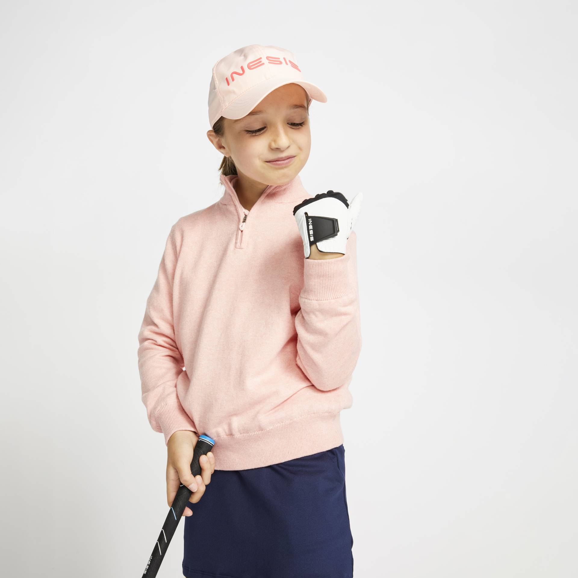 Golf Pullover Windbreaker MW500 Kinder rosa von INESIS