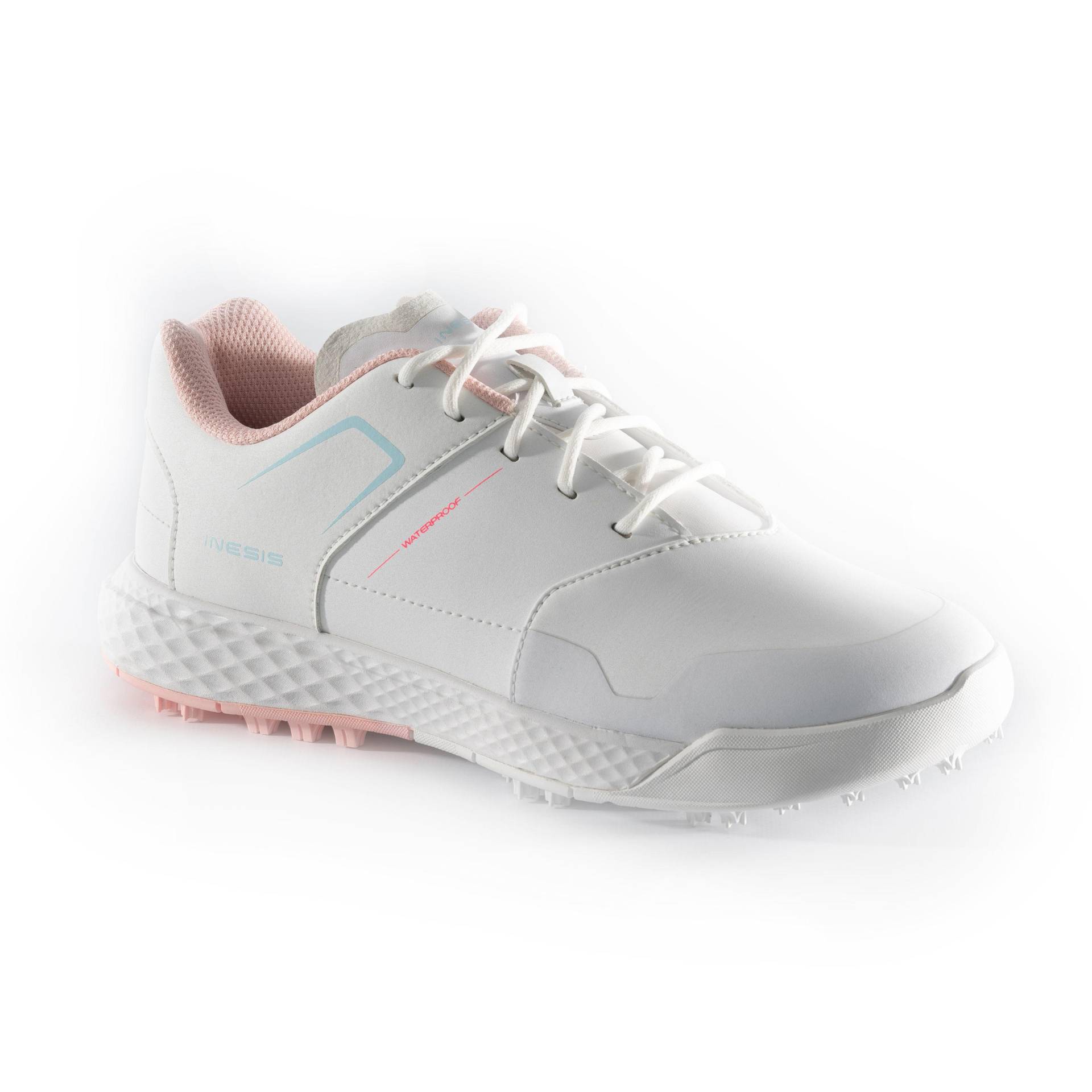 Golfschuhe Mädchen wasserdicht - Grip weiss/rosa von INESIS