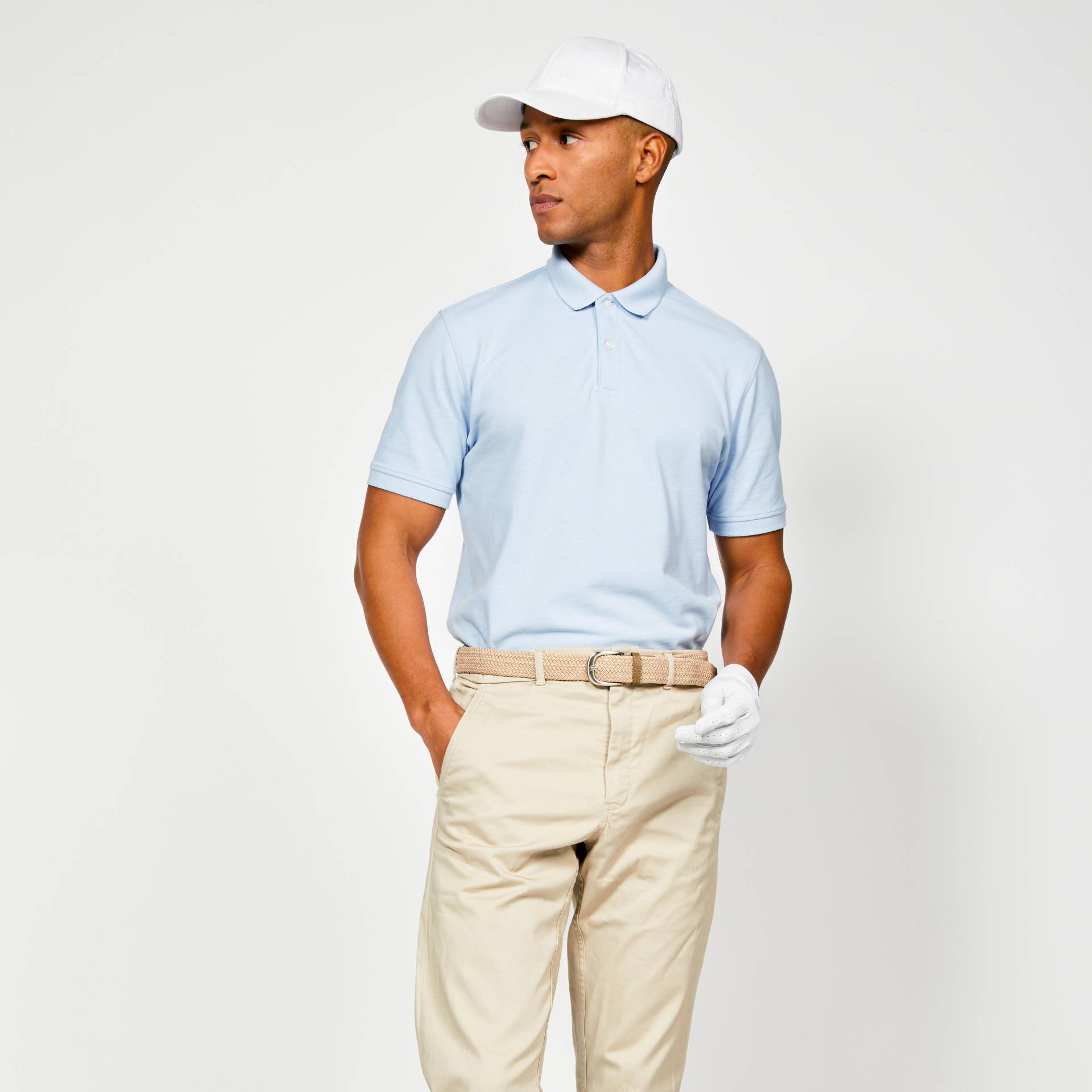 Herren Golf Poloshirt kurzarm - MW500 hellblau von INESIS