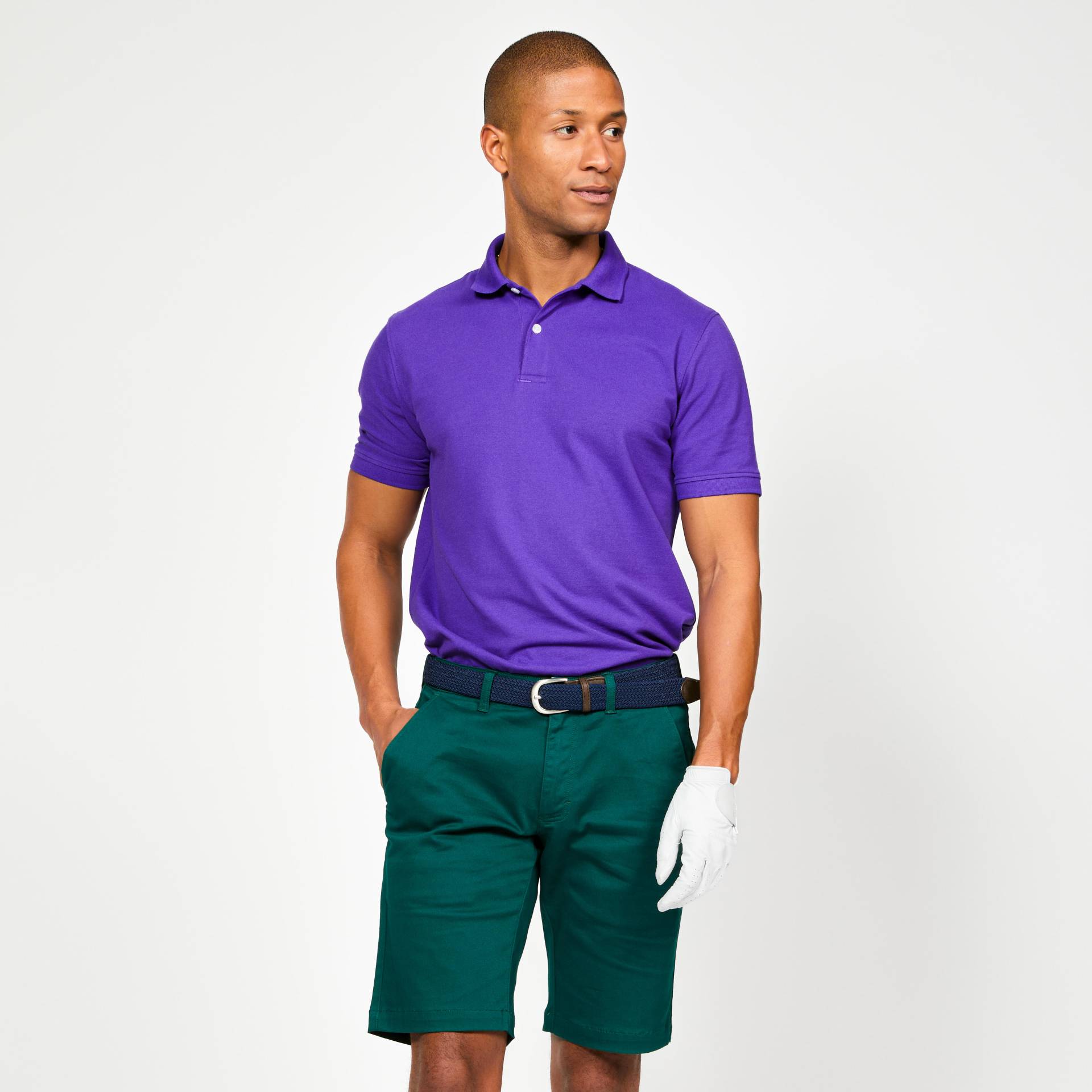 Herren Golf Poloshirt kurzarm - MW500 lila von INESIS