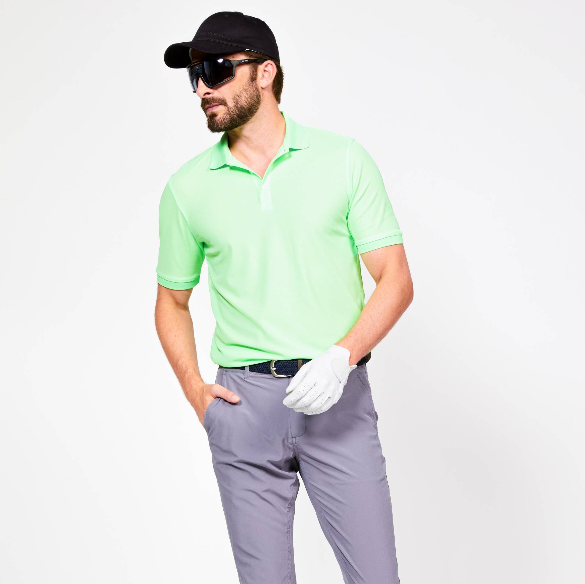 Herren Golf Poloshirt kurzarm - WW500 neongrün von INESIS