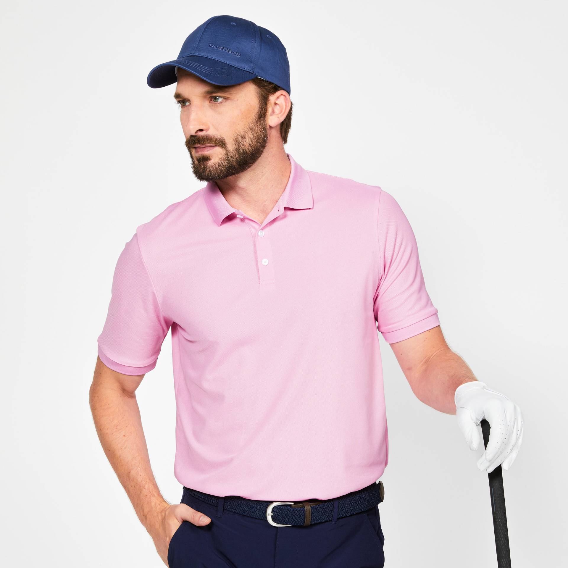 Herren Golf Poloshirt kurzarm - WW500 rosa von INESIS