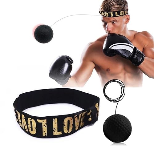 INF Stirnband mit Reflexball, Kampfball mit Stirnband für Boxtraining, Stirnband-Boxen, Reflextraining, Reaktionsball, Punching Ball von INF