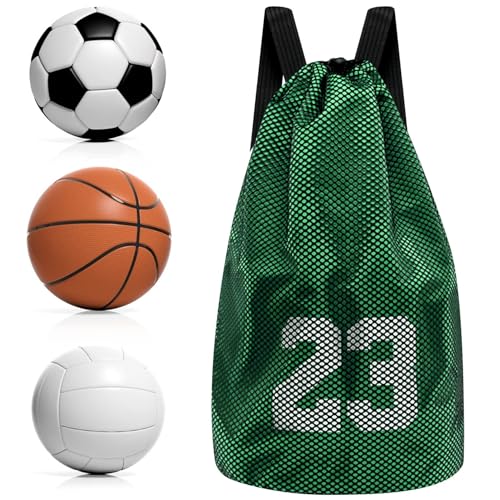 INHEMING Drawstring Mesh Rucksack,Balltasche Basketball Tache, Mehrzweck Mesh Rucksack, Aufbewahrungstasche für Basketball Fußball für Basketball Fussball Volleyball von INHEMING