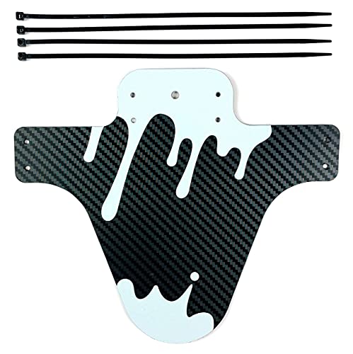 INION - Mud Guard Schutzblech Carbon Look Spritzschutz MTB Kotflügel für Vorne oder Hinten inkl. Kabelbinder - (WEIß/SCHWARZ Carbon Look, 1x Stück) von INION
