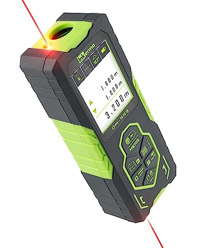 Inkerma DM-393 (120m) Bilaterales Laser Entfernungsmesser, Wiederaufladbares Entfernungsmesser mit hintergrundbeleuchtetem Farb-LCD-Display, Winkelsensor, Pythagoras-Modus, Fläche und Volumen von INKERMA