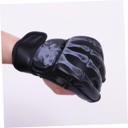 INOOMP Waschbare Atmungsaktive Halb Finger Boxhandschuhe aus Strapazierfähigem Pu Material mit Verstellbarem Handgelenkriemen für MMA Kickboxen Taekwondo Training Sparring Handschuhe von INOOMP