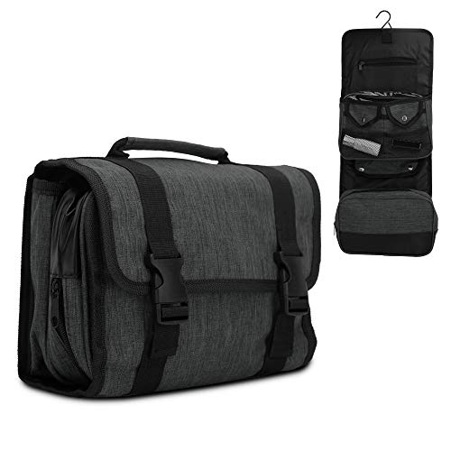 INTIRILIFE Reisetasche in SCHWARZ - 25 x 7 x 21/25 x 58 cm - Faltbarer Kulturbeutel aufhängbar mit Kunststoff Schnallen, vielen Aufbewahrungsmöglichkeiten und Tragegriff Reisetasche von INTIRILIFE