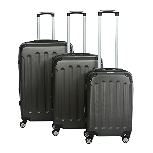 INVIDA Glüückskind Luxus Koffer Trolley Kofferset aus ABS in 6 Farben und Einzel oder im Set Frei Wählbar (Anthrazit, 3.TLG Set) von INVIDA