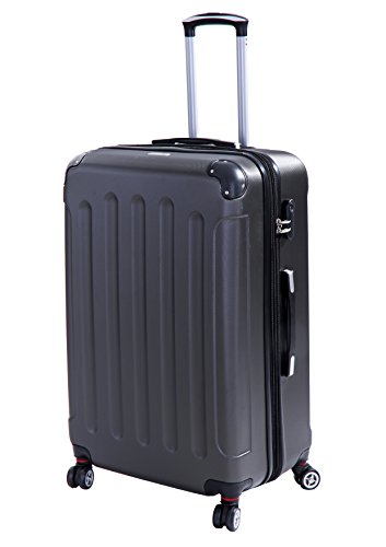 INVIDA Glüückskind Luxus Hartschalen Koffer Trolley mit 4 Zwillingsrollen in Anthrazit Größe: XL von INVIDA