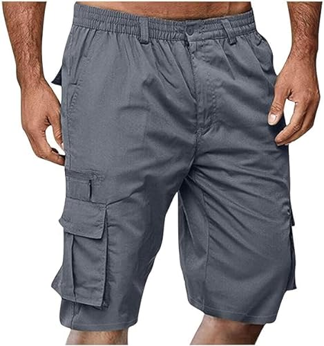 INXKED Mens Elastic Waist Cargo Shorts Zipper Relaxed Stretch Lightweight Summer Outdoor Multi Pocket Casual Short Pants (02,2XL) von INXKED