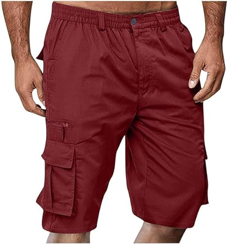 INXKED Mens Elastic Waist Cargo Shorts Zipper Relaxed Stretch Lightweight Summer Outdoor Multi Pocket Casual Short Pants (05,3XL) von INXKED