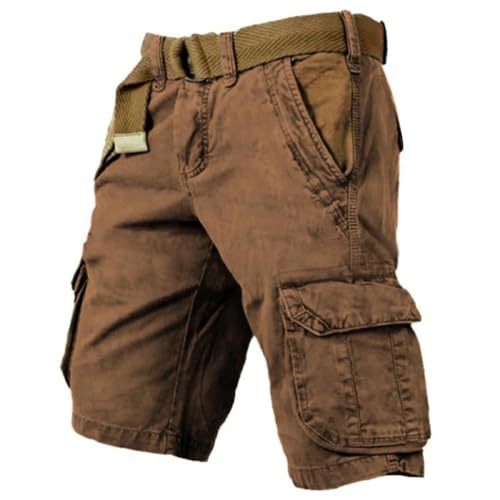 INXKED Multi-Pocket Tactical Shorts, Vintage Yellow Stone Washed Printed Waterproof Multi-Pocket Outdoor Tactical Shorts (04,3XL) von INXKED