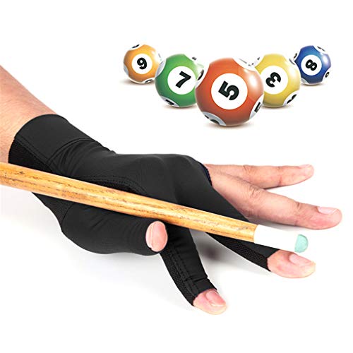 Billardhandschuh 3-Finger-Handschuhe Links Öffnen Finger Snooker Handschuh mit Polster Schnelltrocknend Atmungsaktiv für Linke Brücke dehnbarer Pool Queue Billard Zubehör Männer Frauen Erwachsene von IPENNY