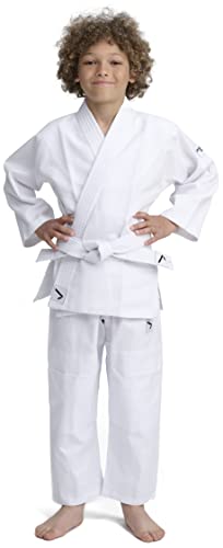 IPPONGEAR Beginner 2 Kinder Judoanzug Kampfsport Anzug inkl Gürtel [Größe 100 I Gummizug & Schnürbund an der Hose I 190gr/m² Stoffdichte] weiß von IPPONGEAR