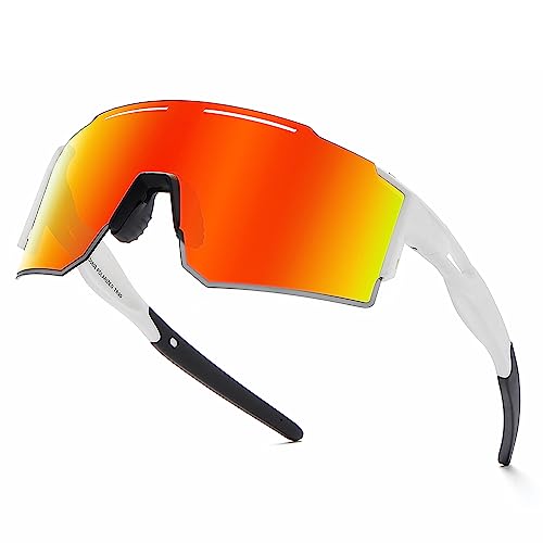 IPROHDCAM Sportbrille Fahrradbrille Sonnenbrille für Herren und Damen TR90 UV400 Schutz Windschutz Radsportbrille für Outdooraktivitäten Autofahren Fischen Laufen Wandern (C2) von IPROHDCAM