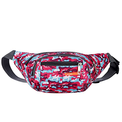 IQYU Hüfttaschen Für Sport-Gürteltasche, wasserdicht, tragbar, aus Nylon, stilvolle Gürteltasche, Tarnung, Sport-Taillentaschen für Frauen und Männer Hüfttaschen (Hot Pink, One Size) von IQYU