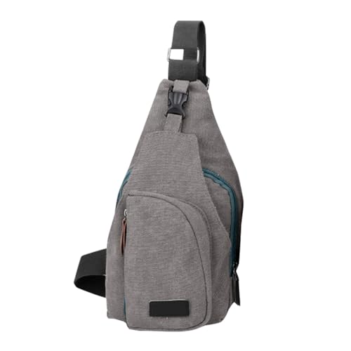 IQYU Taktische Hüfttaschen Canvas-Schultertasche, Brusttasche, lässiger, Leichter Umhängetasche für Reisen, Wandern, Radfahren Hüfttaschen (Grey, One Size) von IQYU