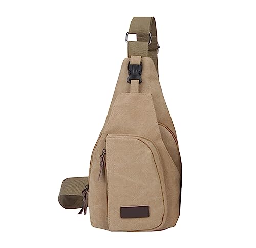 IQYU Taktische Hüfttaschen Canvas-Schultertasche, Brusttasche, lässiger, Leichter Umhängetasche für Reisen, Wandern, Radfahren Hüfttaschen (Khaki, One Size) von IQYU