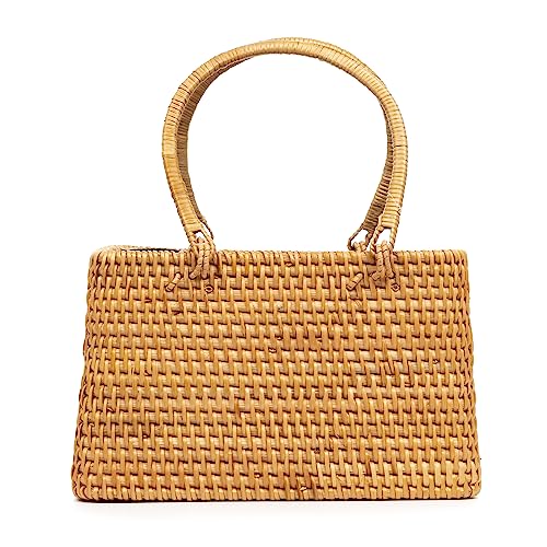 IRIA QUINTANA. Volturara Rattan-Tragetasche, 25 x 14,5 x 15 cm, Farbe: Beige, beige, Utility von IRIA QUINTANA