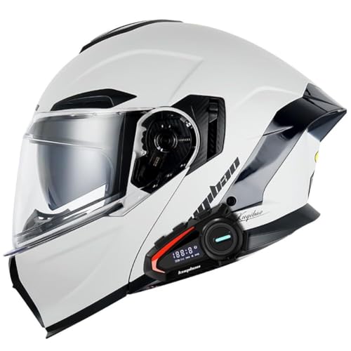 Modularer Motorradhelm Klapphelm mit Bluetooth Integrierter Roller Helm ECE Zertifiziert Integralhelm Doppelvisier mit Eingebautem Mikrofon for Automatische Reaktion for Damen Herren(5,M) von IRON JF