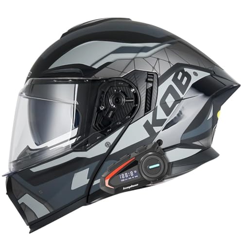 Modularer Motorradhelm Klapphelm mit Bluetooth Integrierter Roller Helm ECE Zertifiziert Integralhelm Doppelvisier mit Eingebautem Mikrofon for Automatische Reaktion for Damen Herren(9,M) von IRON JF