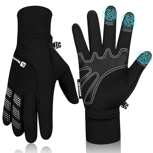 IRYNA Fahrradhandschuhe Thermo Winterhandschuhe Herren Damen, Wasserabweisende Touchscreenhandschuhe Winddichte Laufhandschuhe rutschfeste Sporthandschuhe (Schwarz, S) von IRYNA