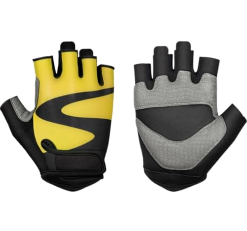 IRYZE Sporthandschuhe Halbfinger-Handschuhe, Gewichtheben, Sport, Belüftet, Training, Gewichtheben Für Männer Und Frauen Handschuhe Motocross (Color : Yellow, Size : S) von IRYZE