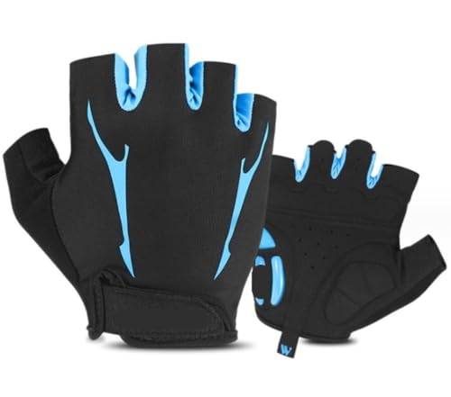 IRYZE Sporthandschuhe Handschuh Atmungsaktives Radfahren Flüssigsilikon Handfläche Rutschfester Sport Vollfinger Halbfinger Handschuhe Motocross (Color : Blue, Size : M) von IRYZE