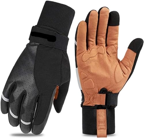 IRYZE Sporthandschuhe Handschuh Verdicken Verlängern Warme Fahrradausrüstung Outdoor Skifahren Fahrrad Motorrad Handschuhe Handschuhe Motocross (Color : Brown, Size : M) von IRYZE