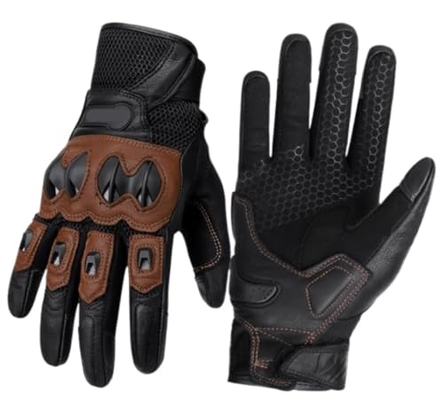 IRYZE Sporthandschuhe Handschuhe Für Herren, Motorradhandschuhe, Harte Fingerhandschuhe, Fahrradhandschuhe Handschuhe Motocross (Color : Brown, Size : M) von IRYZE