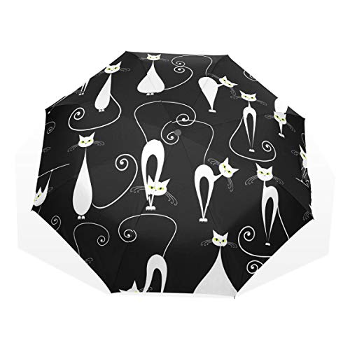 ISAOA Automatischer Reise-Regenschirm,kompakt,faltbar,Süße Katze Kätzchen,Winddicht Stockschirm,Ultraleicht,UV-Schutz,Regenschirm für Damen,Herren und Kinder von ISAOA