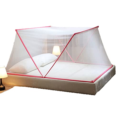 ISCBAFYX Faltbares Bett-Überdachungszelt, leicht zu demontierendes Moskitonetz-Überdachungszelt, tragbares Schlafzimmer-Moskitonetz-Zelt, Dekor-Überdachung für Reisen, Zuhause, Outdoor, Pink, 100 x von ISCBAFYX