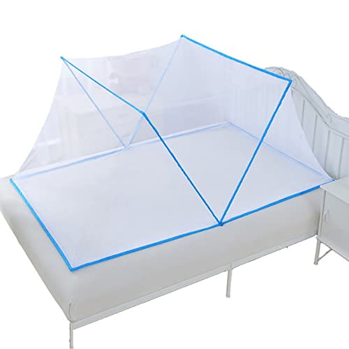ISCBAFYX Faltbares Moskitonetz, atmungsaktives Betthimmelzelt, Zelt, tragbares Design, Polyester-Mesh-Netz, leicht zu verstauen, für Einzel- bis Kingsize-Betten, blau, 190 x 160 x 80 cm von ISCBAFYX