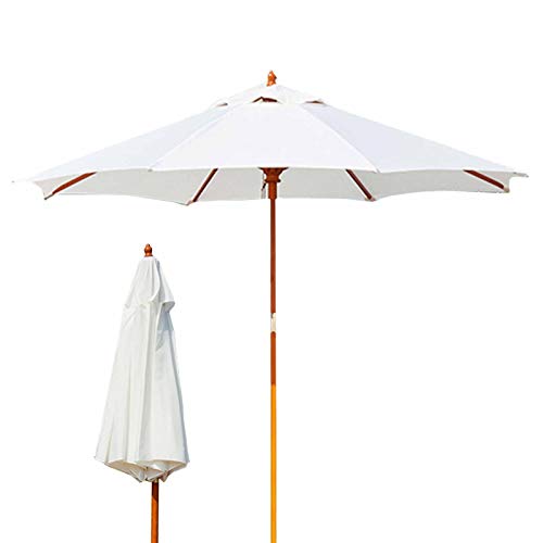 ISCBAFYX Sonnenschirm für den Garten, Terrassenschirm, weiß, regenfest, Sonnenschirme für den Strand, am Meer, tragbare runde Marktschirme im Freien mit Zugseil, 2,7 m/9 Fuß von ISCBAFYX