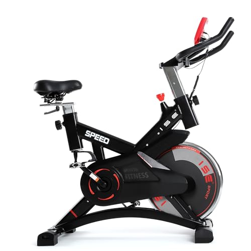 ISE Ergometer Heimtrainer Fahrrad, Indoor Cycling Bike mit Programm und Display, Armauflage, Pulsmesser, Fitnessbike Zuhause von ISE