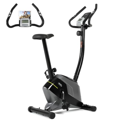 ISE Ergometer Heimtrainer Fahrrad mit LCD-Display, Fitness Bike Heimtrainer mit 8 verstellbare Widerstandsstufen, Puls, Sitzhöhe verstellbar von ISE