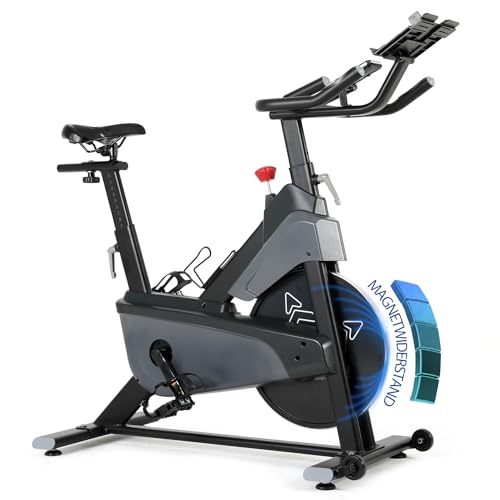 ISE Heimtrainer Fahrrad mit Magnetischem Widerstand, Hometrainer Fahrrad mit LCD Display, Tablet-Halterung, Indoor Cycling Bike, verstellbarer Sitz und Griff bis 120kg, SY-7601 von ISE