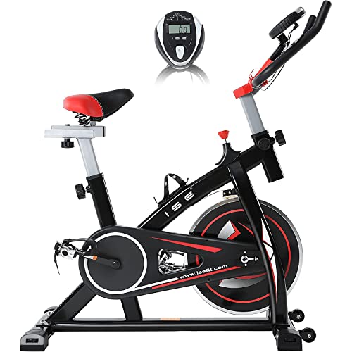 ISE Ergometer Heimtrainer Fahrrad mit LCD Anzeige, 8kg Schwungrad, Indoor Fahrrad Fitnessbike mit flüsterleise Riemenantrieb-Fahrrad Ergometer, SY-7802 von ISE