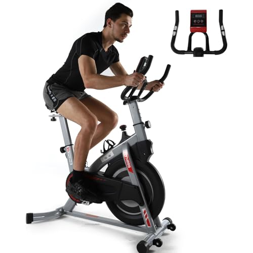 ISE Profi Indoor Cycle Ergometer Heimtrainer mit Pulsmesser,Armauflage,gepolsterte, Fitnessbike SY-7020 von ISE