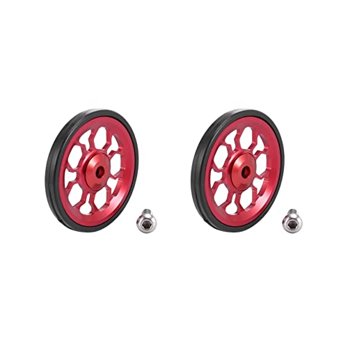 ISTOVO 2X Faltrad Einfaches Rad für Aluminiumlegierung Easywheel Ultralight Sealed Bearing Push Wheels Fahrrad Teile,Rot von ISTOVO