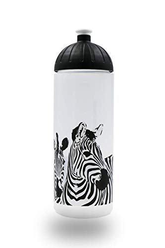 ISYbe Original Marken-Trink-Flasche für Kinder und Erwachsene, 700 ml, BPA-frei, Zebra-Motiv, geeignet für Schule-Reisen-Sport & Outdoor, Auslaufsicher auch mit Kohlensäure, Spülmaschine-fest von ISYbe
