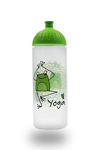 ISYbe Original Marken-Trink-Flasche für Kinder und Erwachsene, 700 ml, BPA-frei, Yogafrosch-Motiv, geeignet für Schule-Reisen-Sport & Outdoor, Auslaufsicher auch mit Kohlensäure, Spülmaschine-fest von ISYbe
