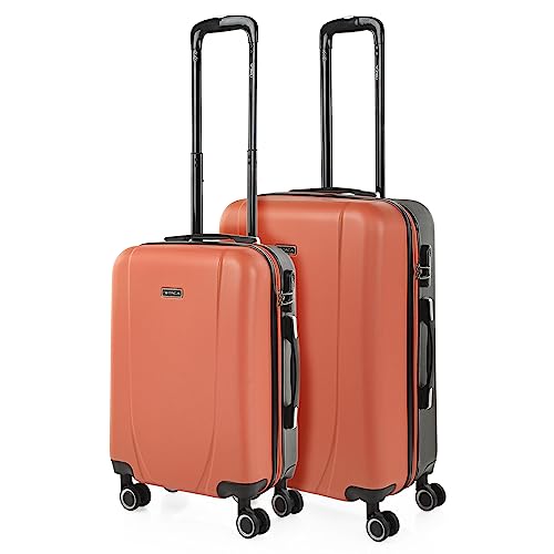 ITACA - Gepäck-Sets, Reisekoffer, Reisekoffer Set, Kofferset, Hartschalenkoffer, Trolley-Set, Luggage - Große Auswahl an Koffer & Trolleys für Jede Reise! 71115, Koralle-Anthrazit von ITACA