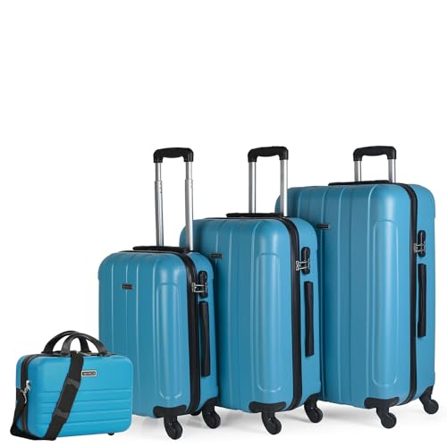 ITACA - Reisekoffer von The Firm Set Koffer 4 Rollen - Set Reisekoffer ABS - Set Stabile und leichte Reisekoffer Zahlenschloss 771100B, türkis, 55 cm + 63 cm + 73 cm + 35 cm, Koffer-Set von ITACA