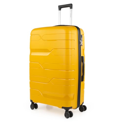 ITACA - Koffer Groß 4 Räder Großer Koffer Leichte - PP Reisekoffer Groß für Flugzeuge Koffer Hartschale mit TSA Geprüftem Schloss. Hartschalenkoffer Groß ist Leicht 760370, Gelb von ITACA