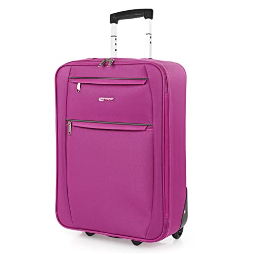 ITACA - Koffer Klein Handgepäck - Koffer Handgepäck 55x40x20 Leicht und Robust - Reisekoffer Klein aus Hochwertigen Materialien T71950, Fuchsia von ITACA