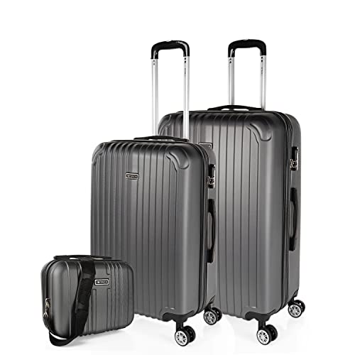 ITACA - Handgepäck Koffer Trolley - Reisekoffer Mit Rollen und Reisekoffer Hartschalenkoffer für Vielreisende T71550B, Antrazit von ITACA